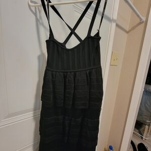 bebe Black Textured spaghetti Strap Dress